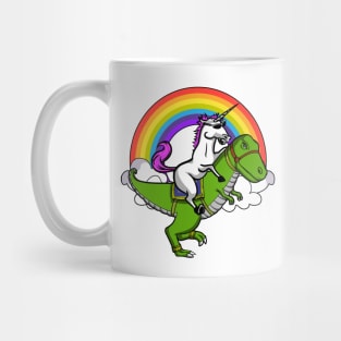 Unicorn Riding T-Rex Dinosaur Mug